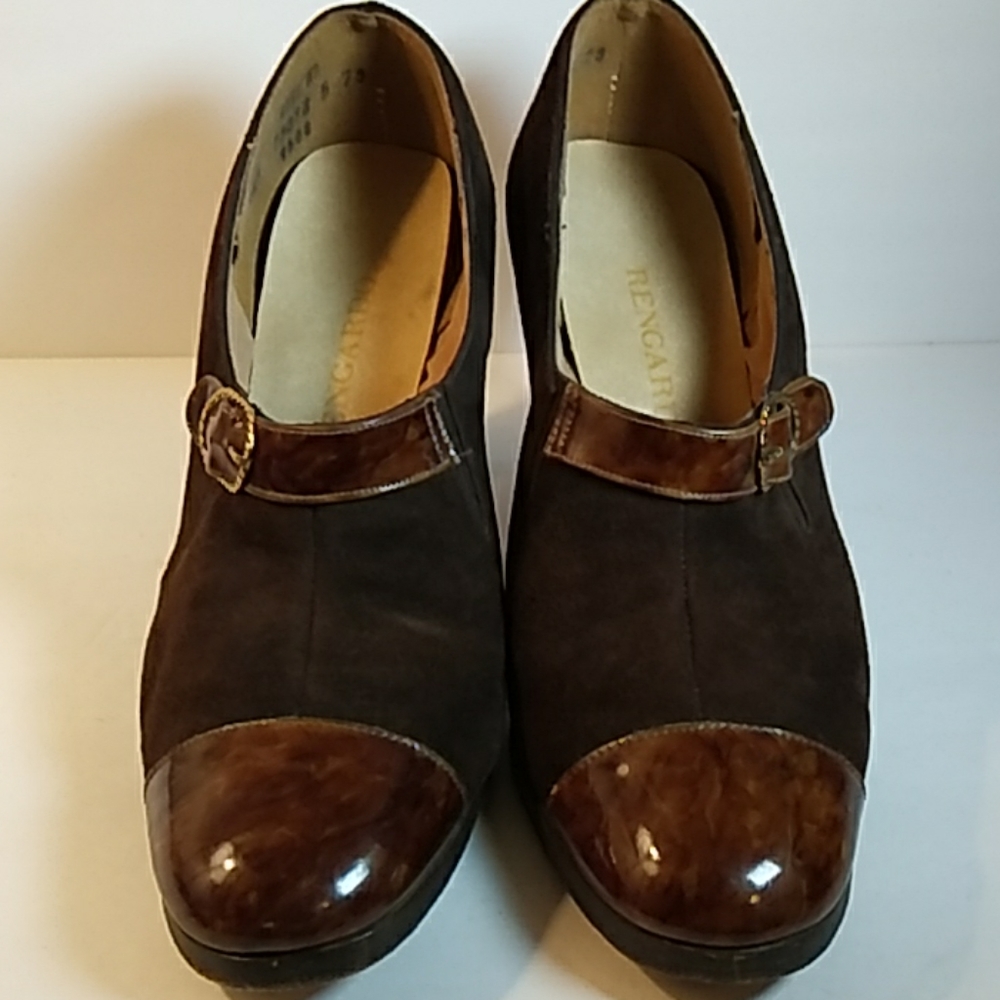 Rengardo Vintage Brown Suede Slip On Buckle Sz 7.5